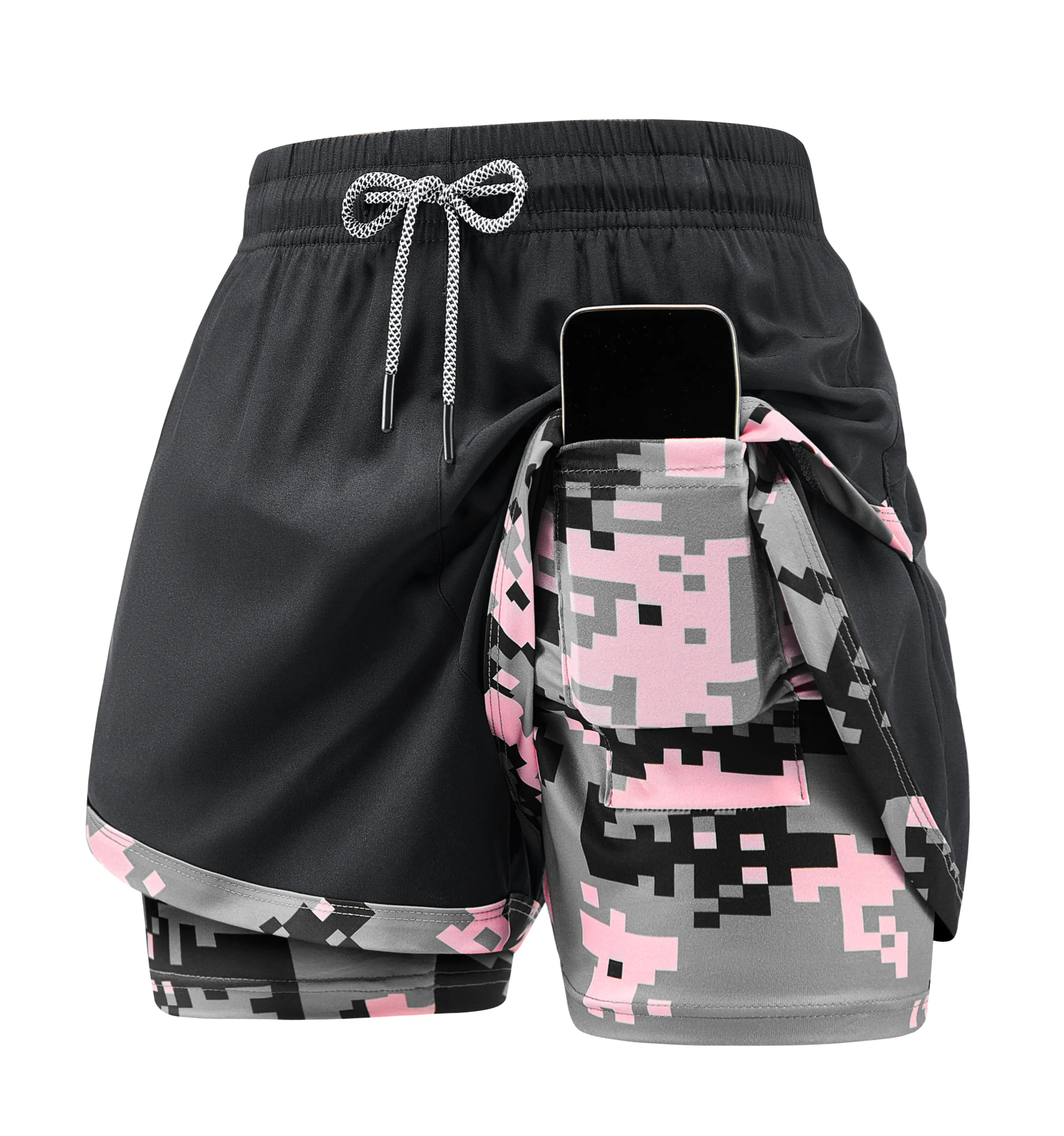 3‑Pack Women’s 2‑in‑1 Camo Running Shorts – Quick‑Dry, Anti‑Chafe Activewear