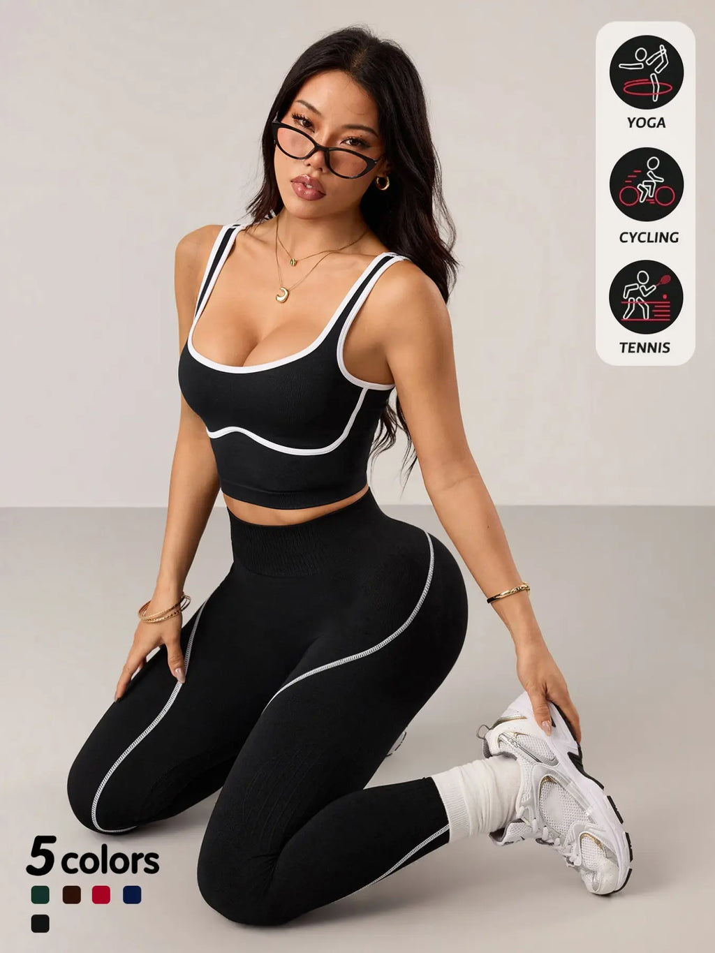 Women’s 2‑Piece Workout Set – High‑Waist Tummy Control Activewear