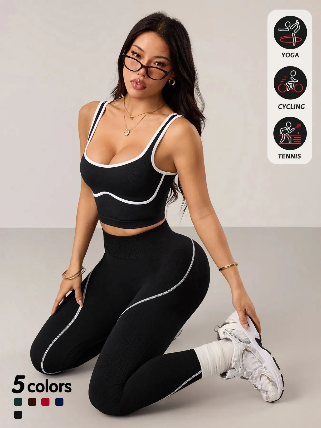 Women’s 2‑Piece Workout Set – High‑Waist Tummy Control Activewear
