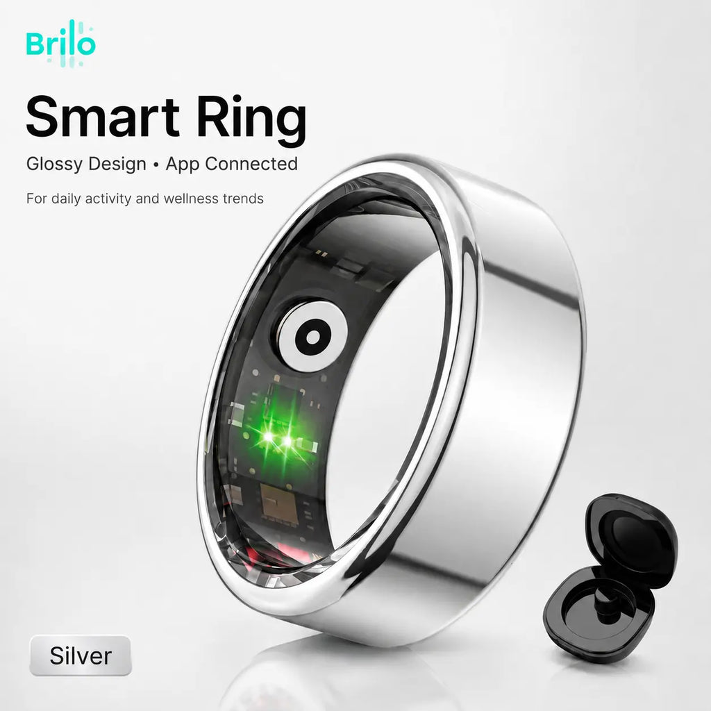 BRILO T07 Steel Smart Ring – Sleep, Activity & Health Insights