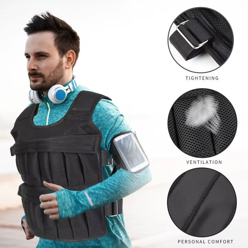 Heavy‑Duty Weighted Workout Vest – 1–50kg Adjustable Training Weight Jacket