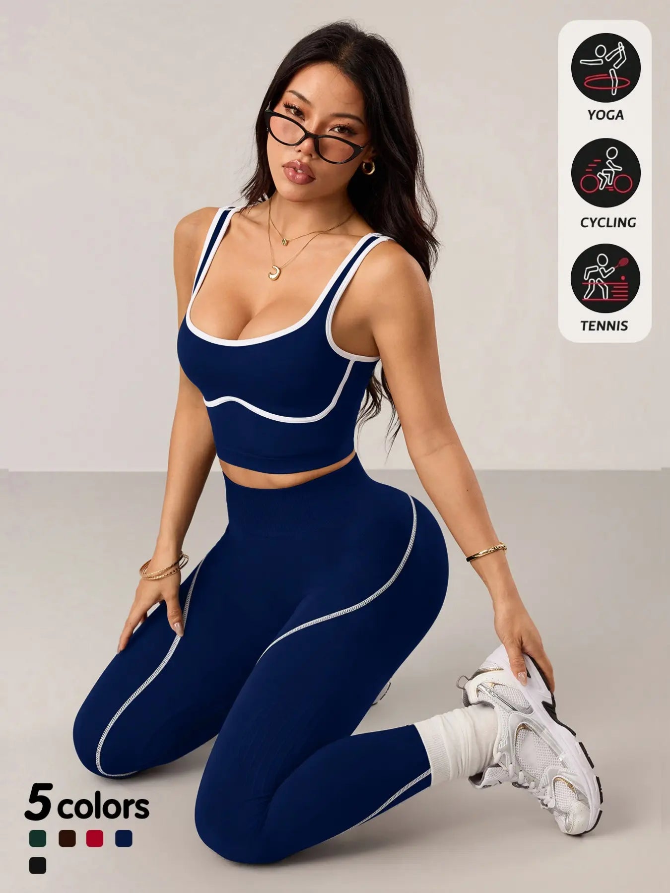 Women’s 2‑Piece Workout Set – High‑Waist Tummy Control Activewear