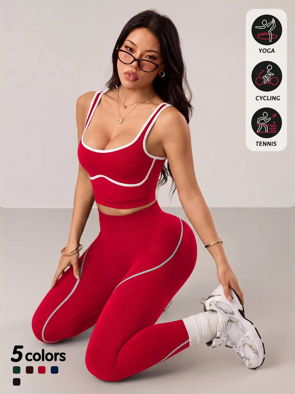 Women’s 2‑Piece Workout Set – High‑Waist Tummy Control Activewear