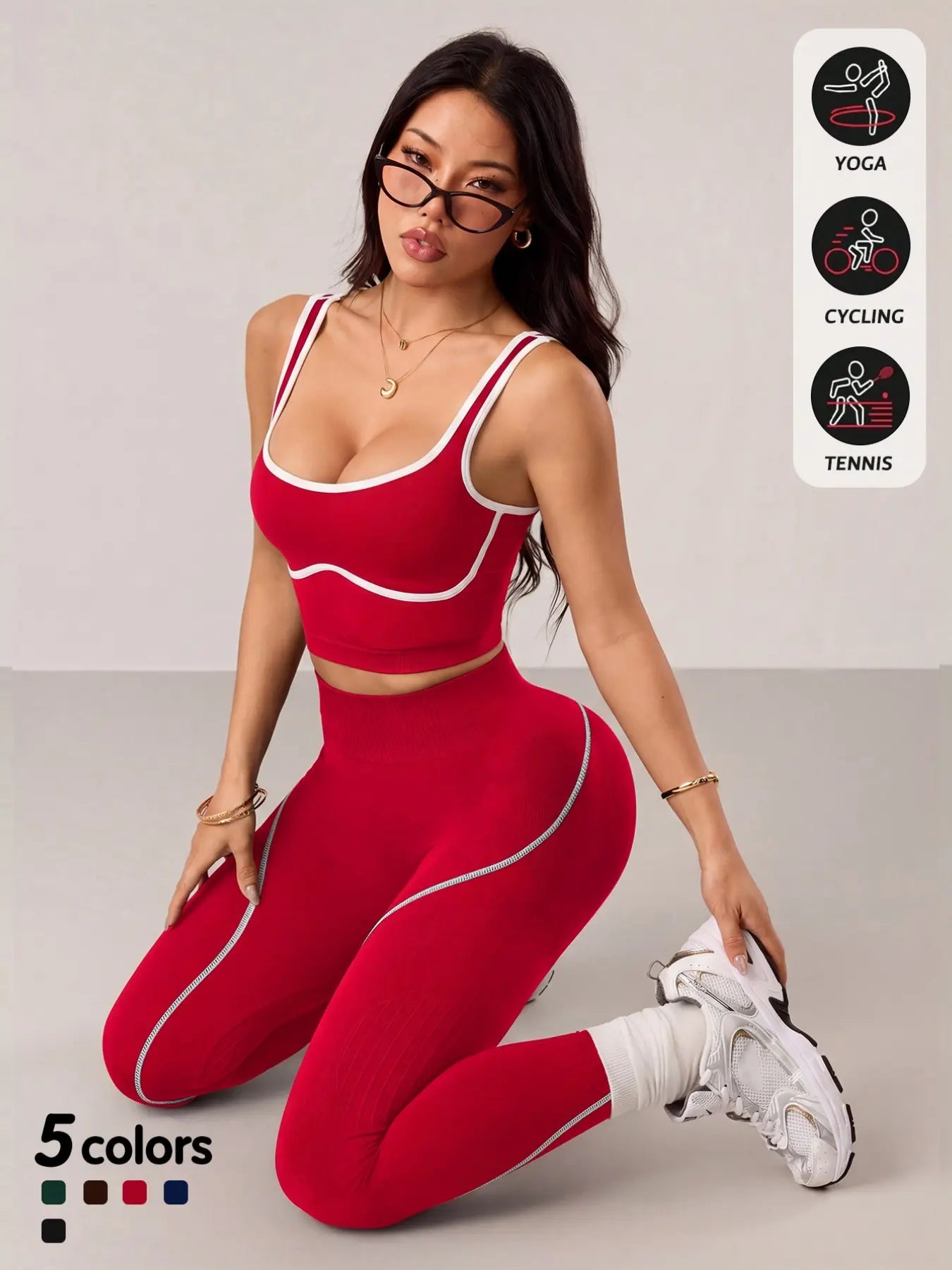 Women’s 2‑Piece Workout Set – High‑Waist Tummy Control Activewear