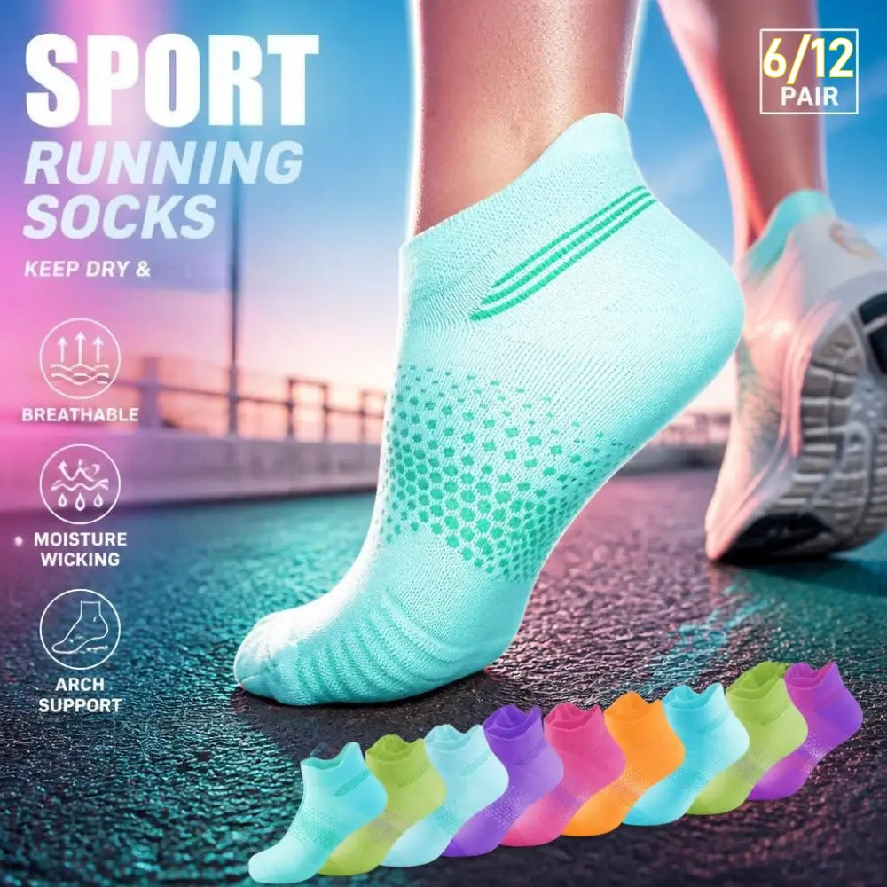 Women’s Low‑Cut Athletic Socks – Breathable Cushioned Ankle Style (6/12 Pairs)