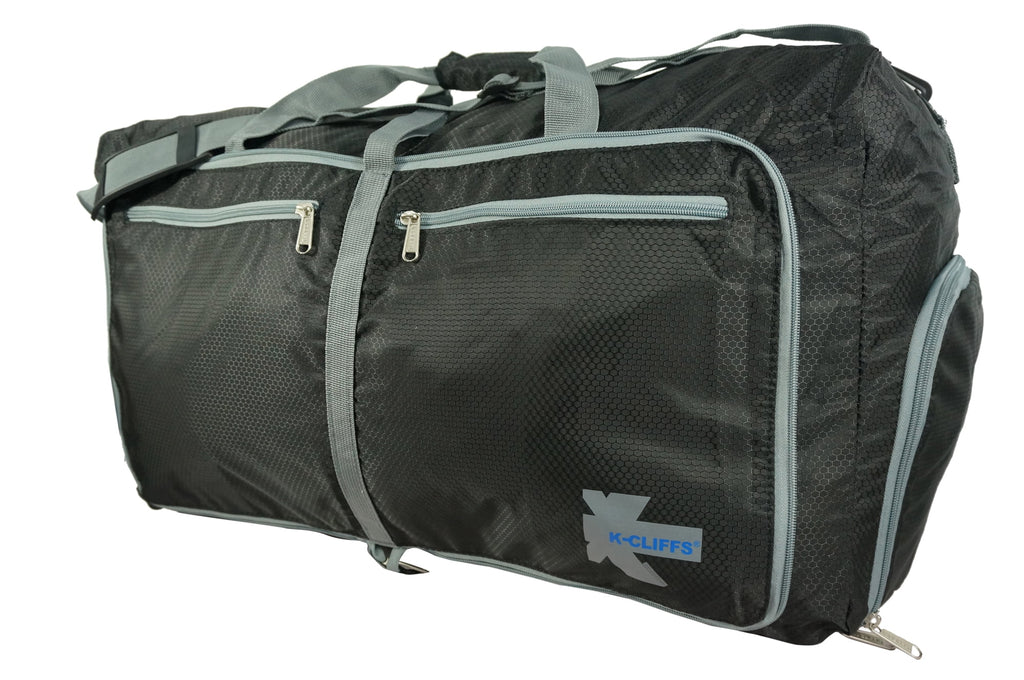 28" Foldable Travel Duffel Bag – Lightweight, Durable Gym & Weekender Bag with Shoe Compartment (Black)