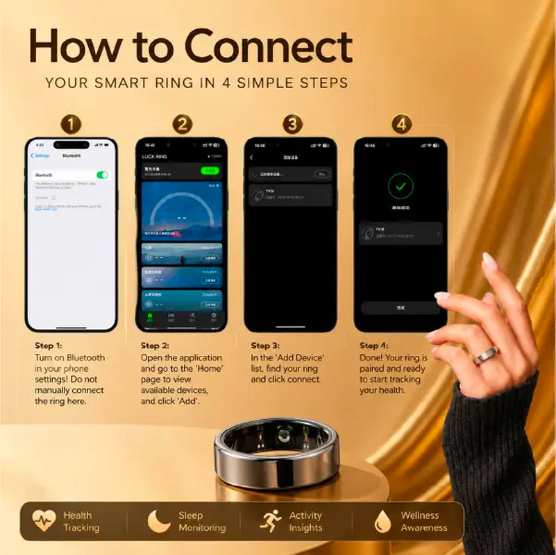 BRILO T07 Steel Smart Ring – Sleep, Activity & Health Insights