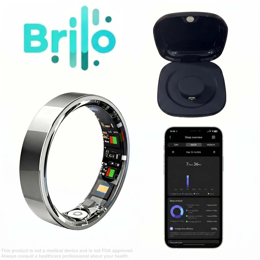 BRILO T07 Steel Smart Ring – Sleep, Activity & Health Insights