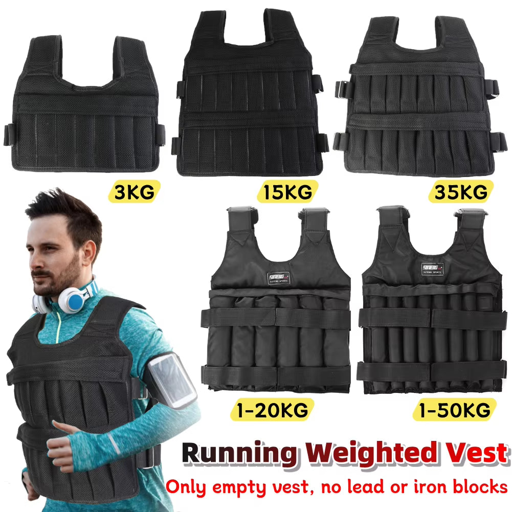 Heavy‑Duty Weighted Workout Vest – 1–50kg Adjustable Training Weight Jacket