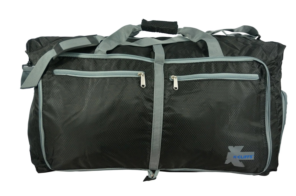 28" Foldable Travel Duffel Bag – Lightweight, Durable Gym & Weekender Bag with Shoe Compartment (Black)