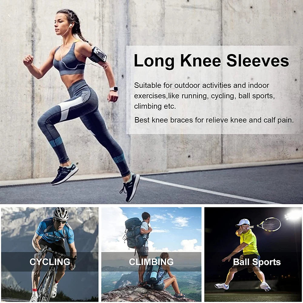 Anti‑Slip Long Knee Sleeve – Compression Support for Running & Training