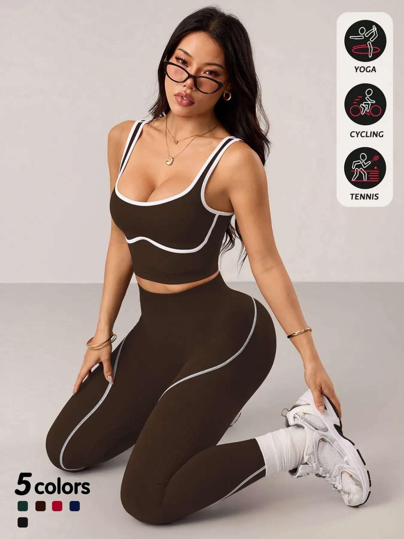Women’s 2‑Piece Workout Set – High‑Waist Tummy Control Activewear
