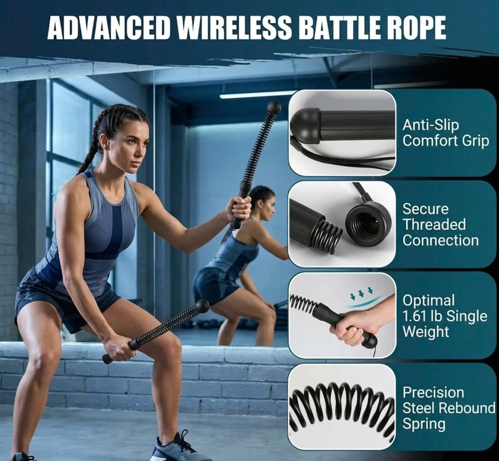 Max4Out Cordless Weighted Battle Ropes – Pro HIIT Air Ropes for Small‑Space Training