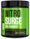 NITROSURGE Pre Workout Supplement - Endless Energy, Instant Strength Gains, Clear Focus, Intense Pumps - Nitric Oxide Booster & Powerful Preworkout Energy Powder - 30 Servings, Grape