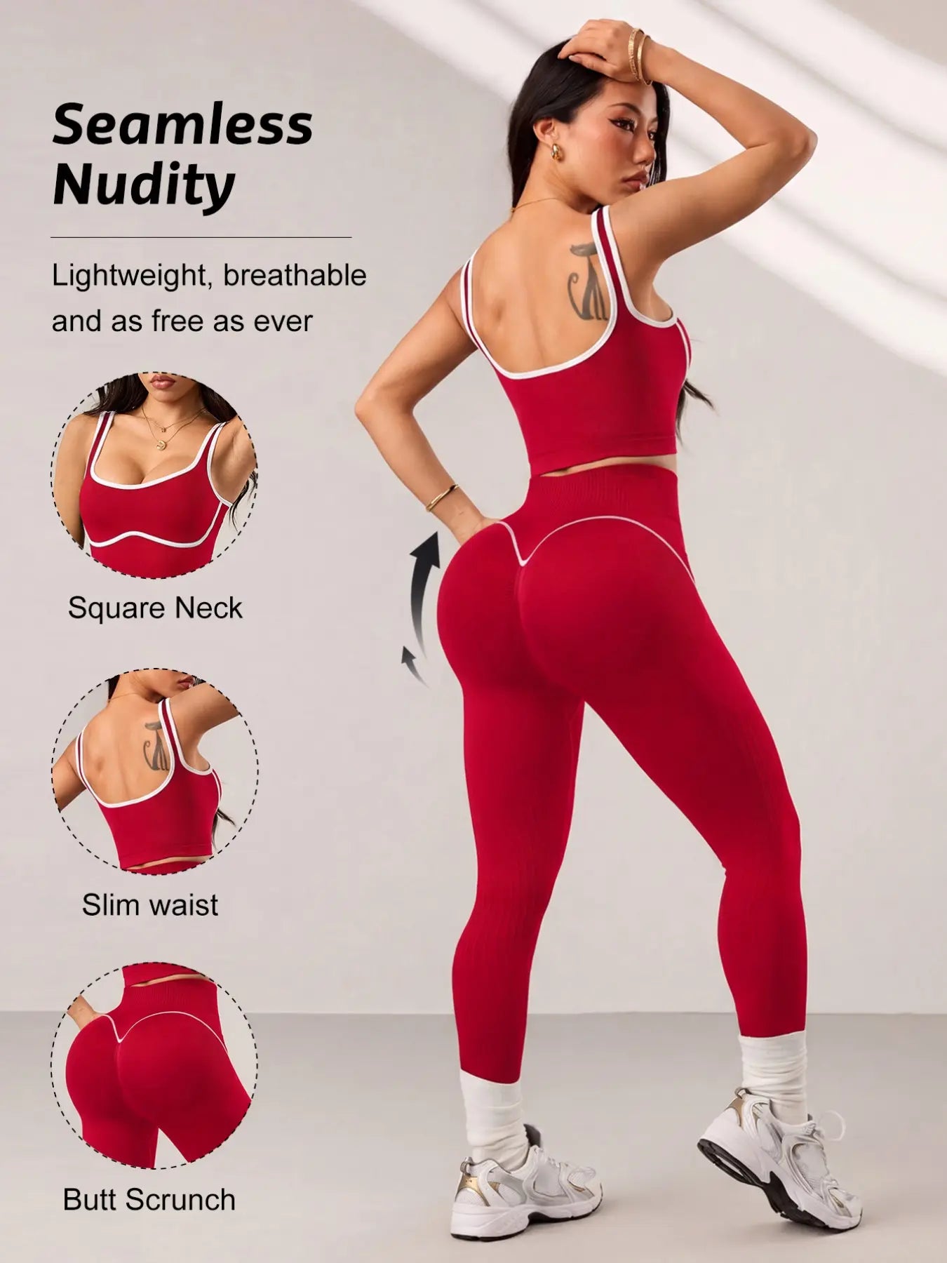 Women’s 2‑Piece Workout Set – High‑Waist Tummy Control Activewear