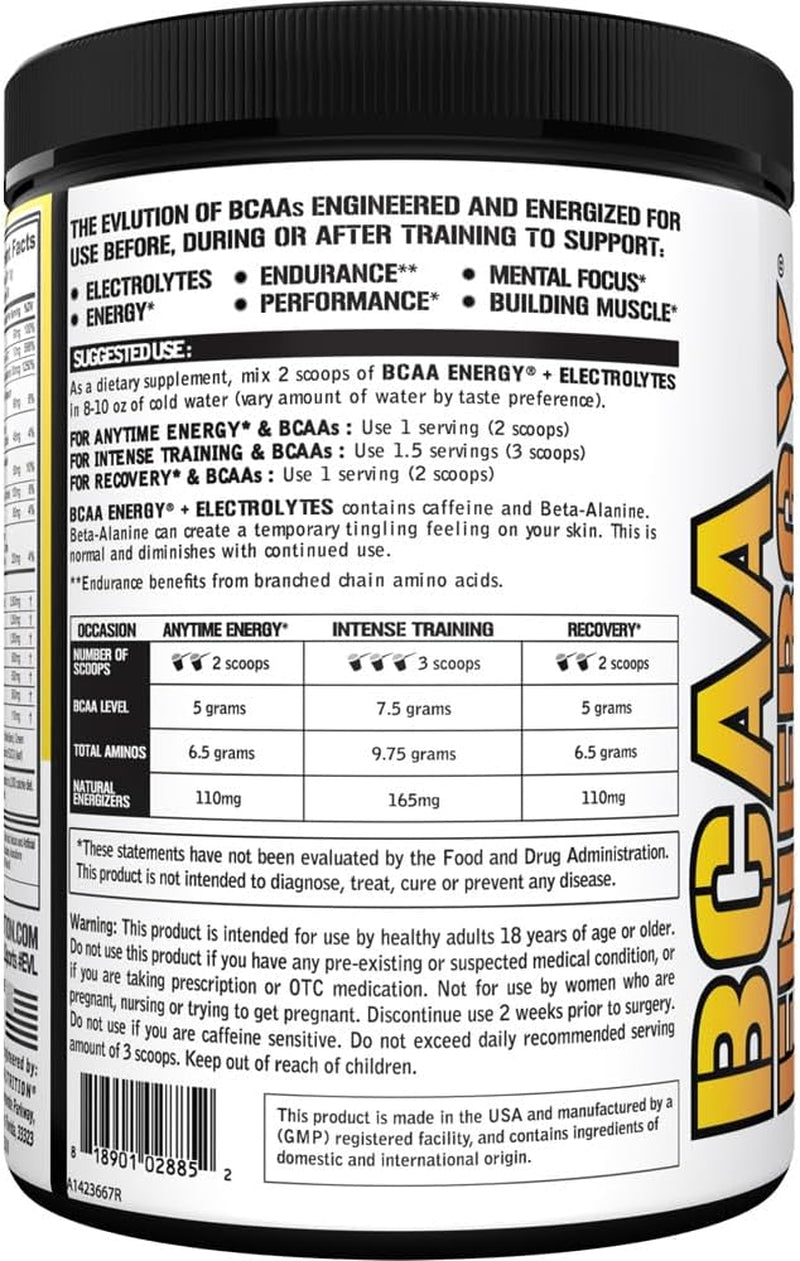 EVL BCAA Energy – Orange Mango Amino Recovery & Hydration Powder with Electrolytes