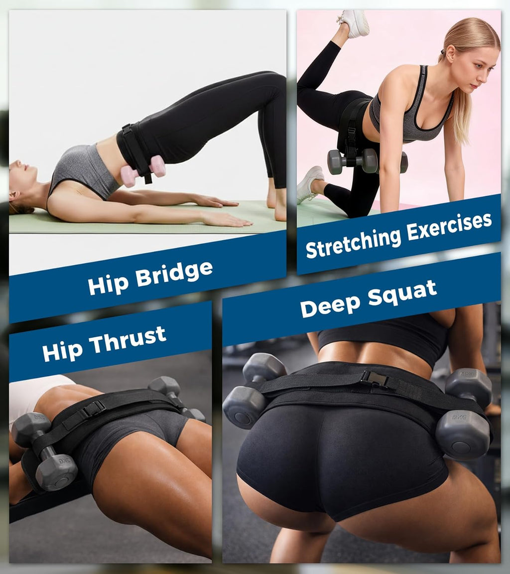 Adjustable Hip Thrust Belt – Slip‑Resistant Glute Training Belt for Dumbbells, Kettlebells & Plates