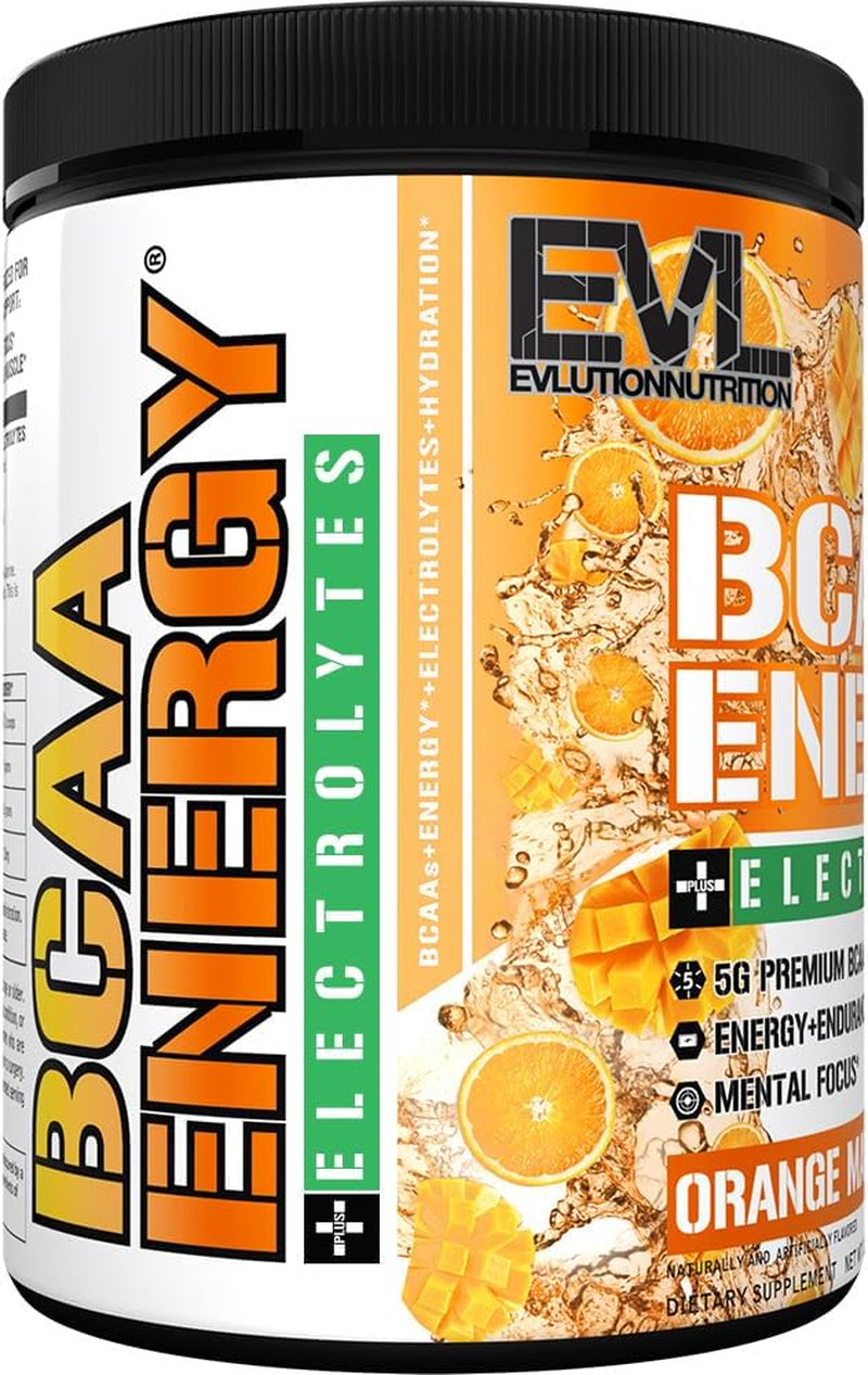 EVL BCAA Energy – Orange Mango Amino Recovery & Hydration Powder with Electrolytes