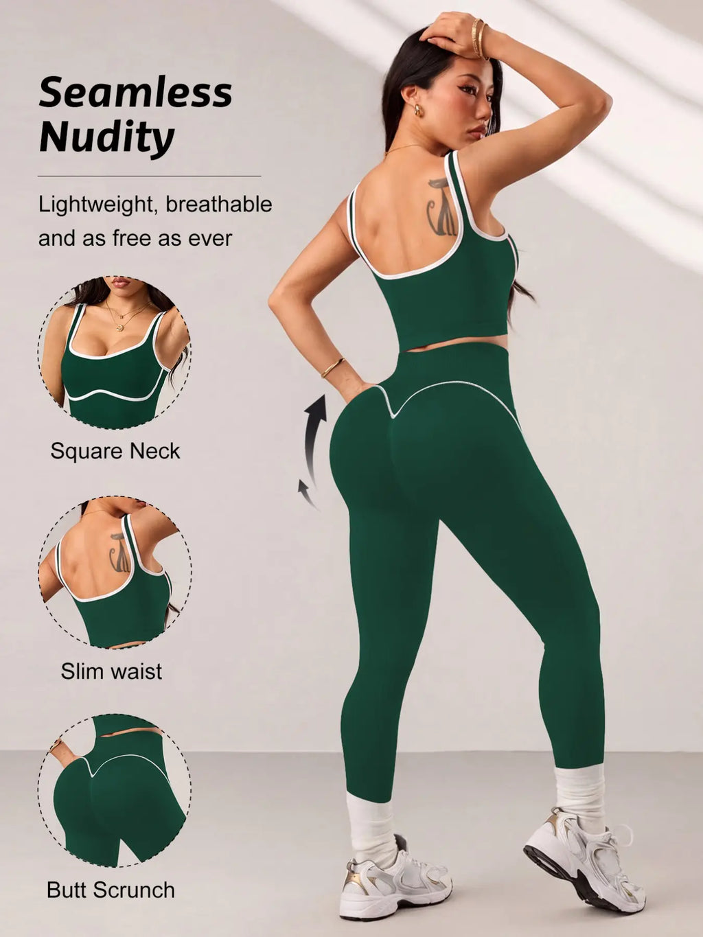 Women’s 2‑Piece Workout Set – High‑Waist Tummy Control Activewear