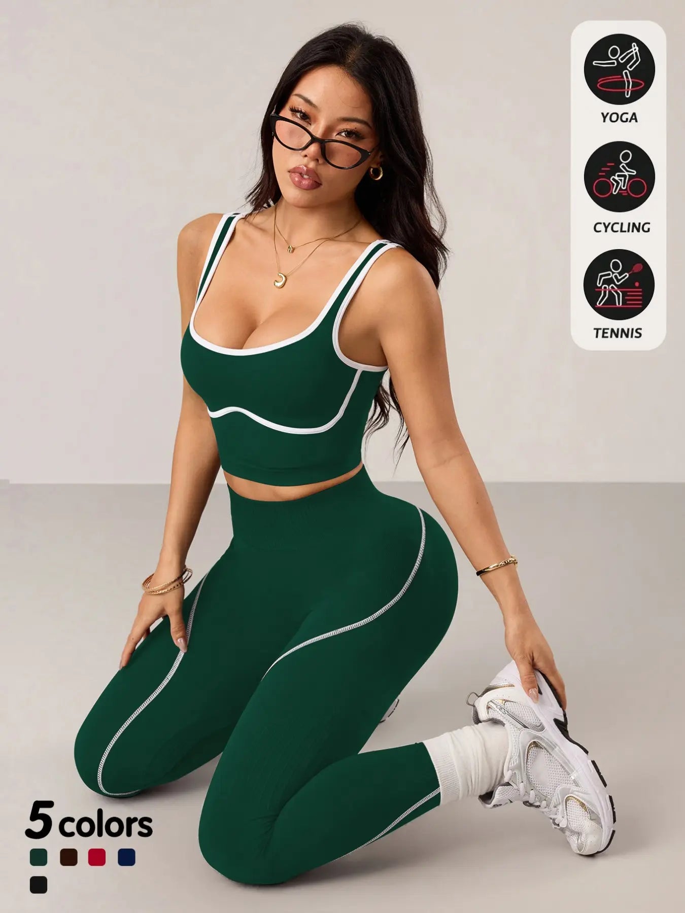 Women’s 2‑Piece Workout Set – High‑Waist Tummy Control Activewear