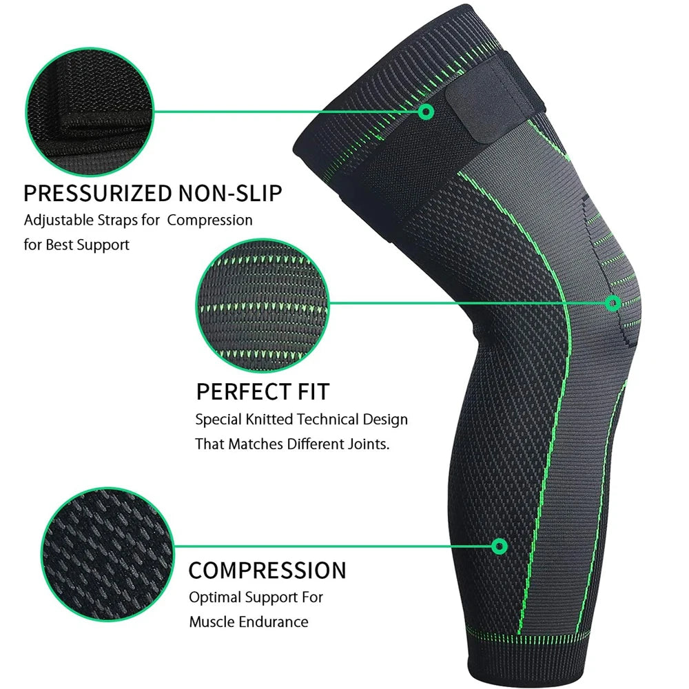 Anti‑Slip Long Knee Sleeve – Compression Support for Running & Training