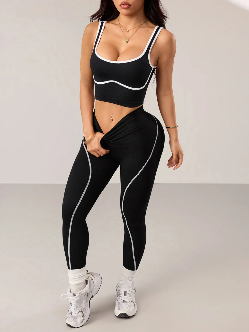 Women’s 2‑Piece Workout Set – High‑Waist Tummy Control Activewear