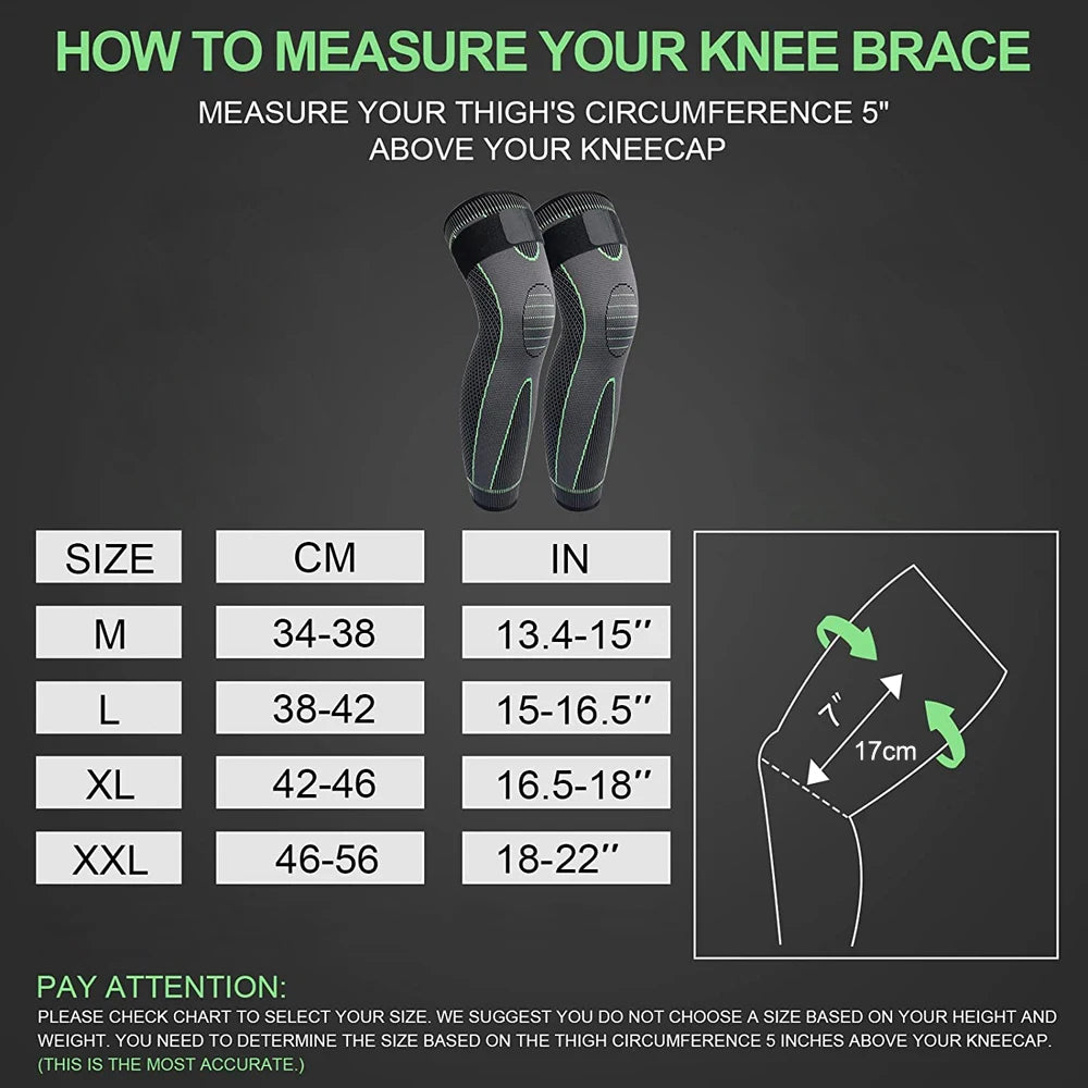 Anti‑Slip Long Knee Sleeve – Compression Support for Running & Training