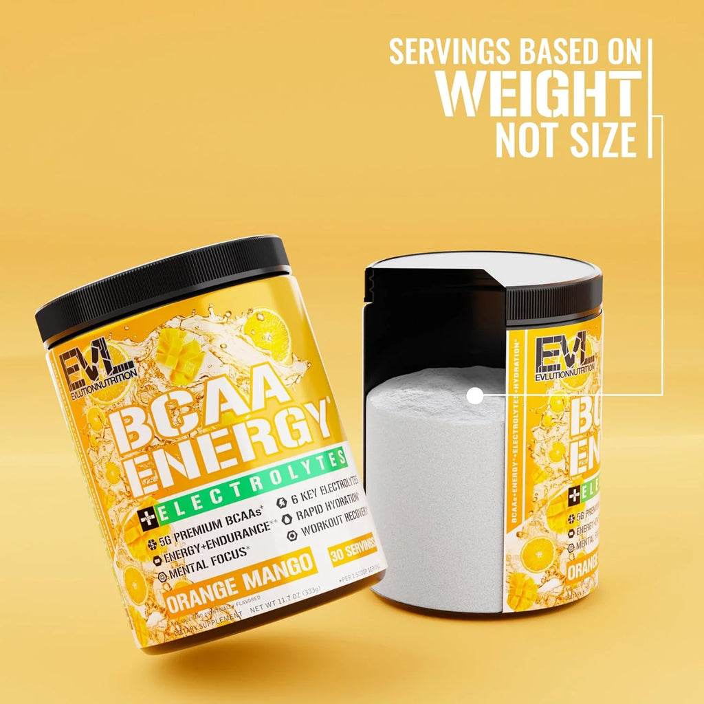 EVL BCAA Energy – Orange Mango Amino Recovery & Hydration Powder with Electrolytes
