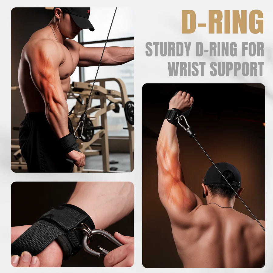 Double D Ring Anti Slip Pull Up Grip Belt Training Wristband