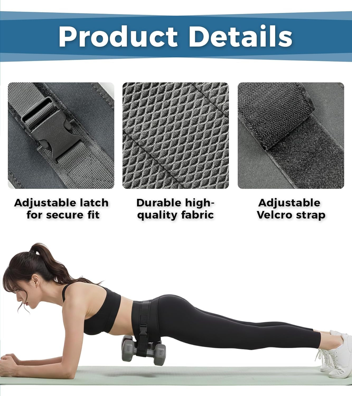 Adjustable Hip Thrust Belt – Slip‑Resistant Glute Training Belt for Dumbbells, Kettlebells & Plates